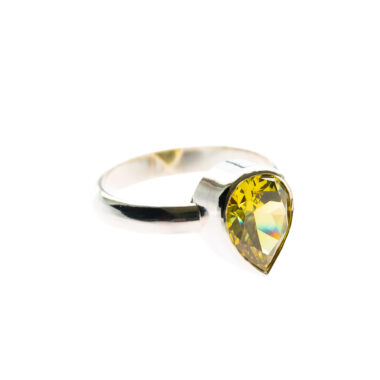 Peerring olijfgele zirkonia